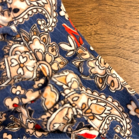 Boden V- Neck Cotton Jersey Puff Sleeve A-Line Dress Red Blue Paisley Size 14L - Picture 9 of 9